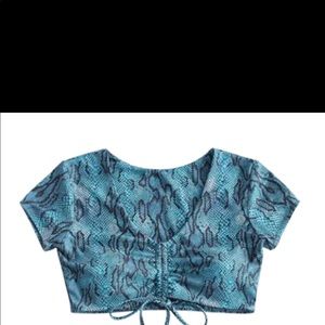 ZAFUL Snake Print Cinched swimsuit Top